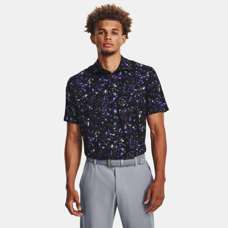 Men's Under Armour Playoff 3.0 Printed Polo Black / Neo Turquoise / Black L